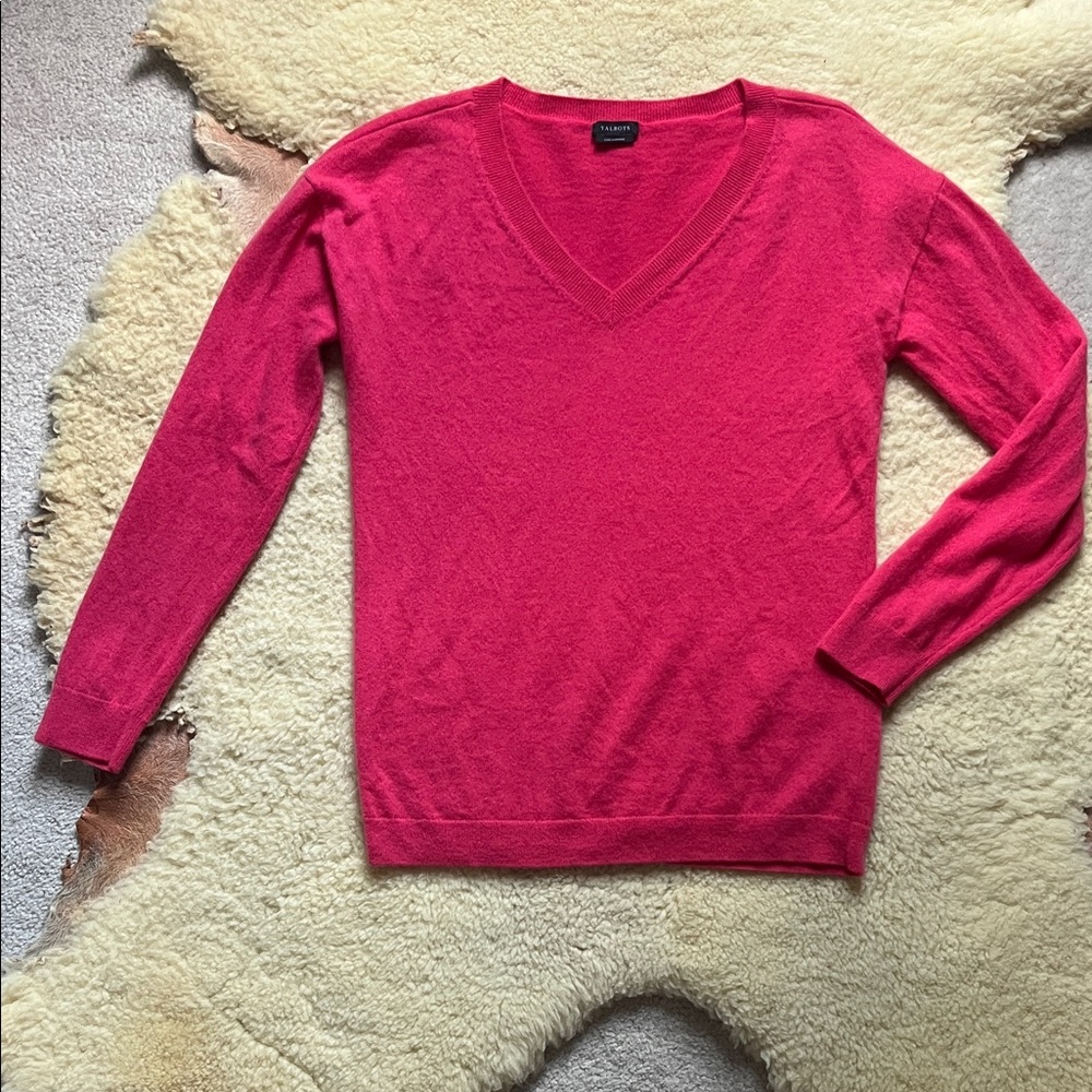 Talbots 100% cashmere sweater size large PINK